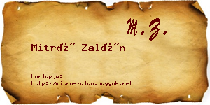 Mitró Zalán névjegykártya